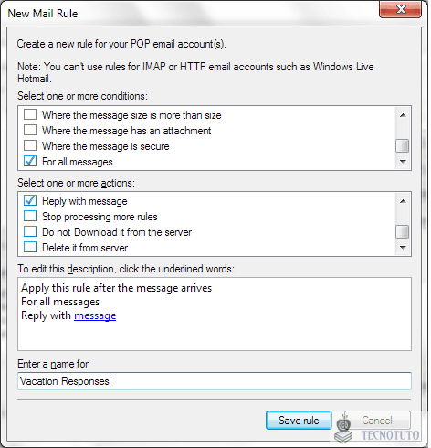 Cómo configurar las respuestas a las vacaciones en el cliente de escritorio de Windows Live Mail Tecnotuto - Windows