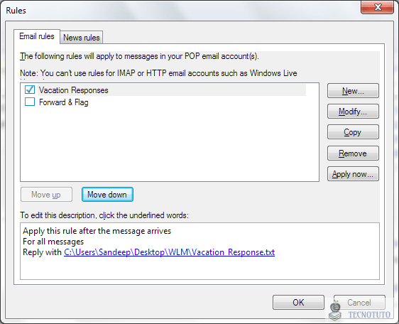 Cómo configurar las respuestas a las vacaciones en el cliente de escritorio de Windows Live Mail Tecnotuto - Windows
