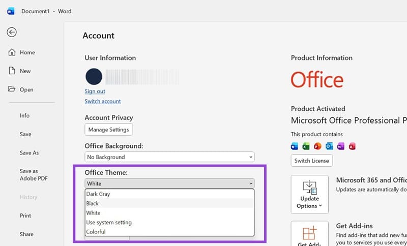Cómo habilitar el modo oscuro en las aplicaciones de Microsoft Office Tecnotuto - Windows